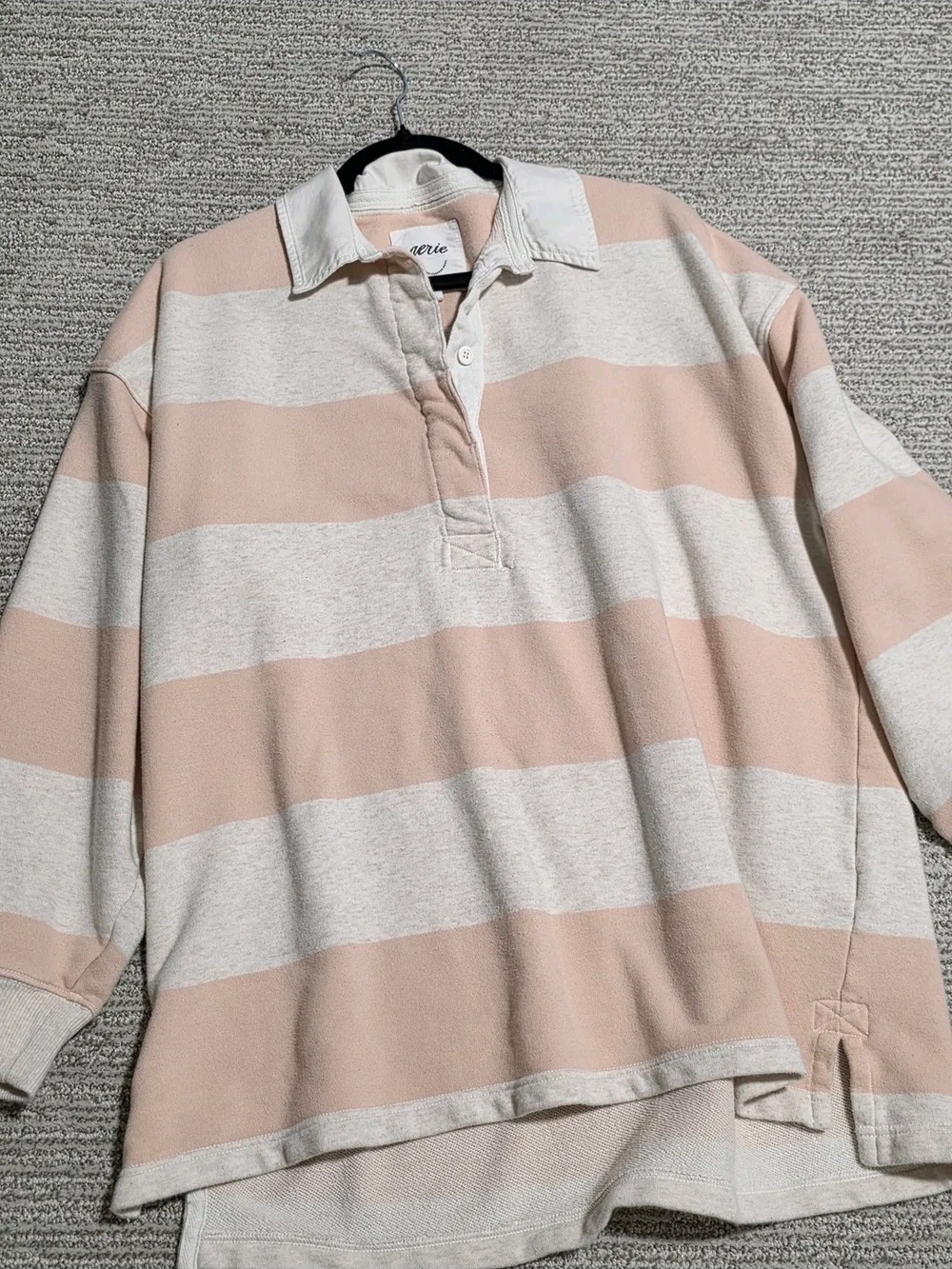 Pink And Cream Striped Rugby Oversized Top - Picture 2 of 2